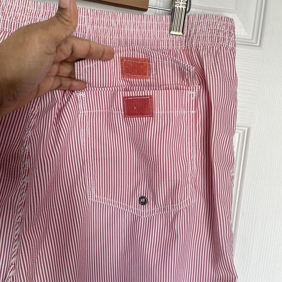 Trunks Surf Swim Co Mens XXL Red White Striped Seersucker Swim Board Shorts - Picture 4 of 16